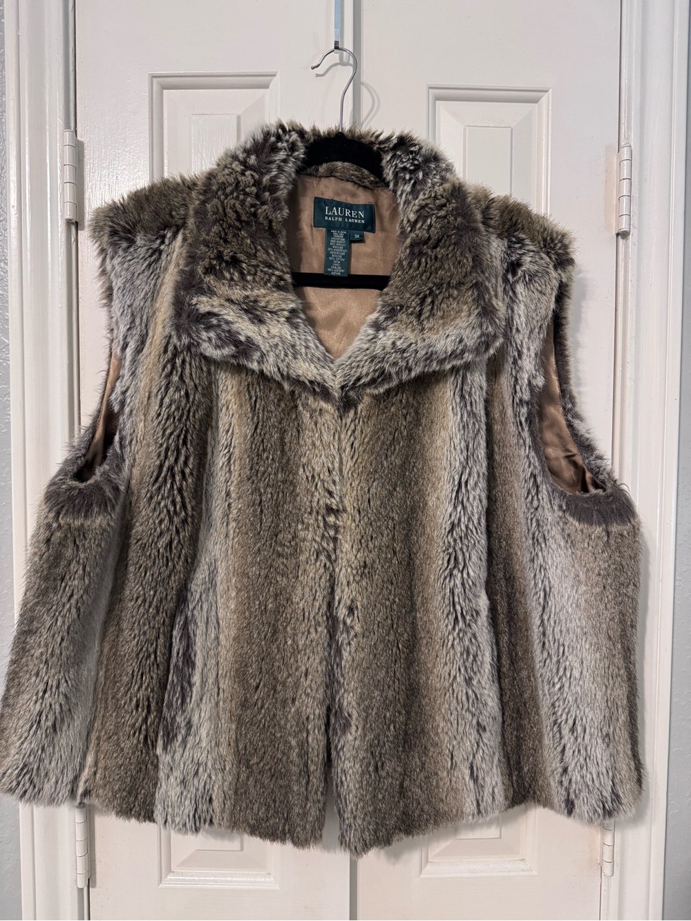 Lauren Ralph Lauren 3X Faux Fur Vest, Brown